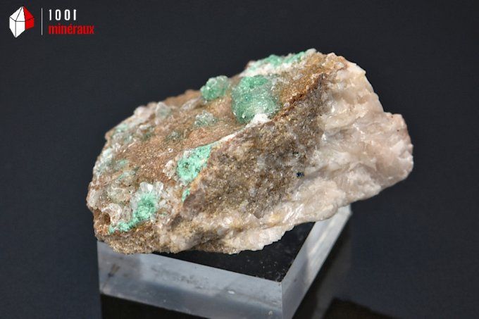 Malachite et Gypse - Maroc - minéraux à cristaux 4 cm / 33g / AQ566