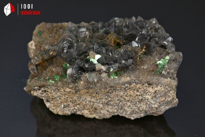 quartz_morion_torbernite_mineraux_cristaux