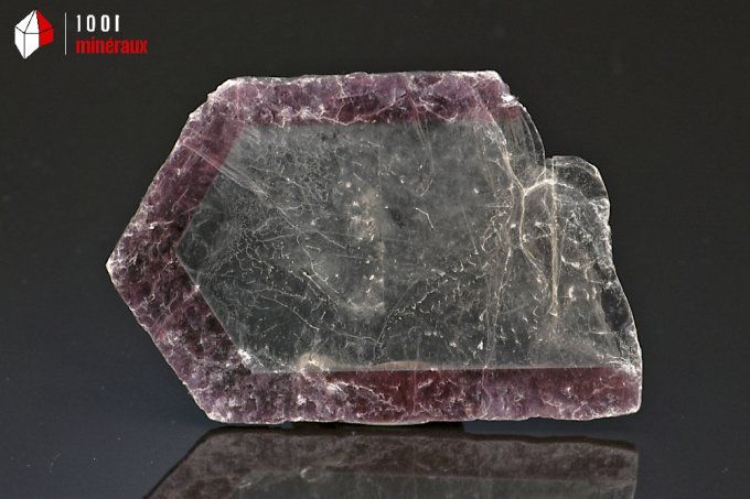 Plaque de Mica blanc bordure de Lépidolite - Madagascar - minéraux à cristaux 8,1 cm / 16g /BP647