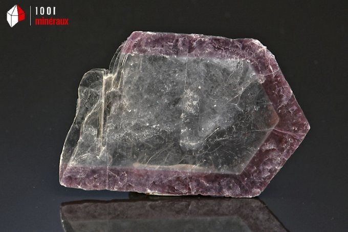 Plaque de Mica blanc bordure de Lépidolite - Madagascar - minéraux à cristaux 8,1 cm / 16g /BP647